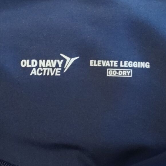Old Navy Women's Sz XS Leggings‎ Capri Navy Metallic Paint Brush Print Pockets - Picture 4 of 7
